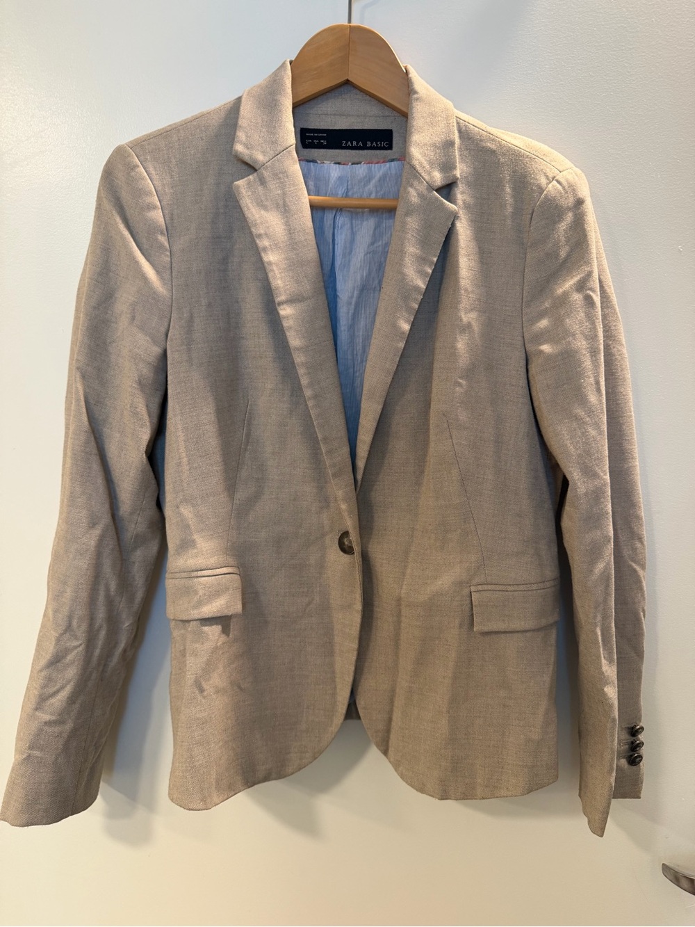 Zara Light Beige Single-Button Tailored Blazer